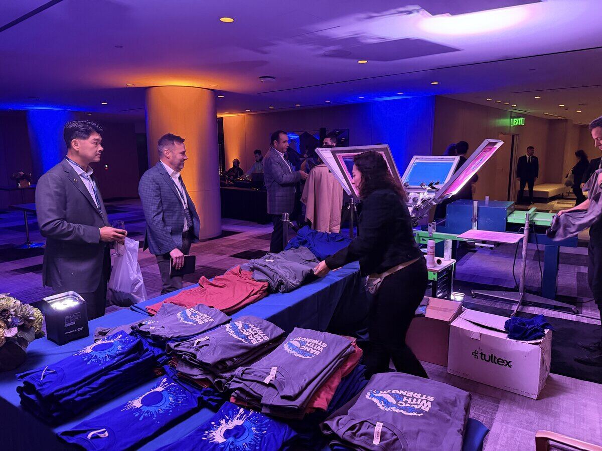 On-site merch printing for company retreats and offsites